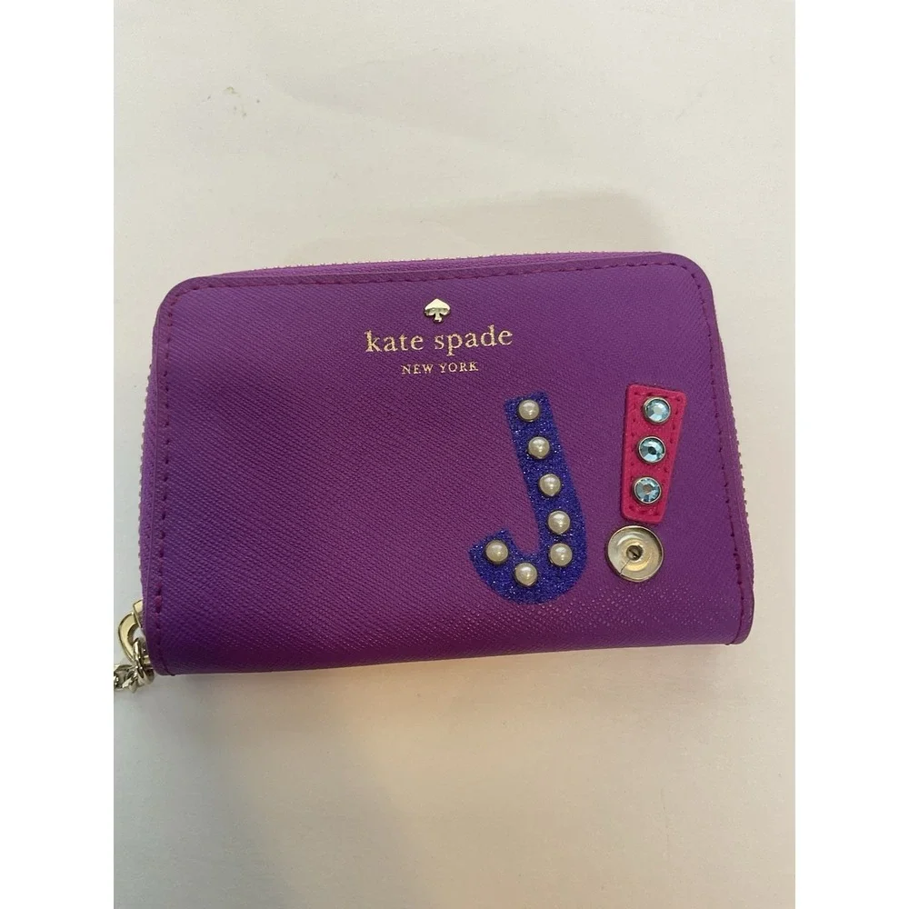 Kate Spade Initial Wallet J Purple Zip Around Initial J! Jenny Jessica‎ Jasmine